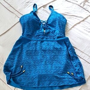 NY & Co Blue Patterned Swim and Cover up Set